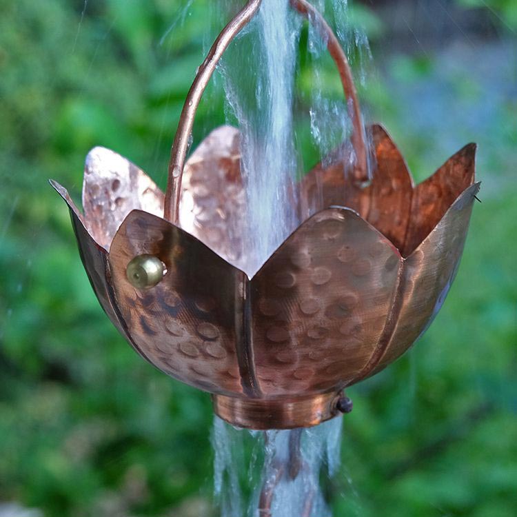 Buddha Cups Copper Rain Chain