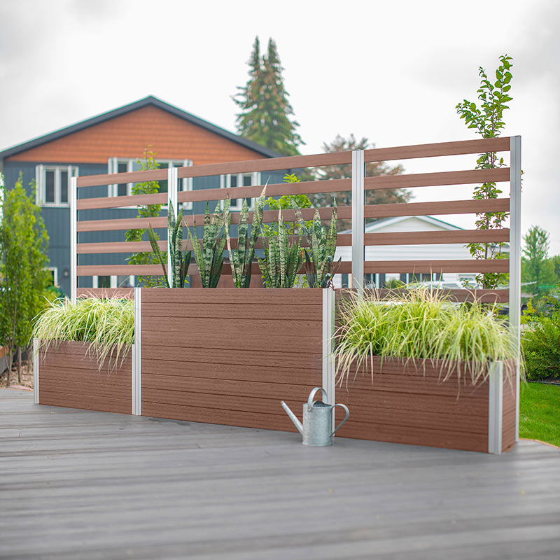 Large planter with trellis used for privacy