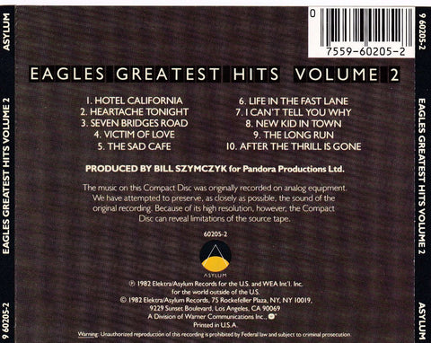 Eagles Greatest Hits Volume 2 Thecdexchange Com Music