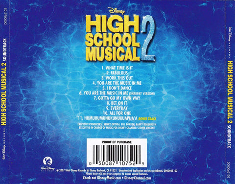 high school musical 2 soundtrack back cover