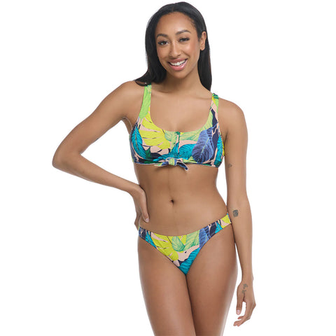 Flowery Skies Fixed Brasilia Bikini Bottom - Baby Blue - Body Glove