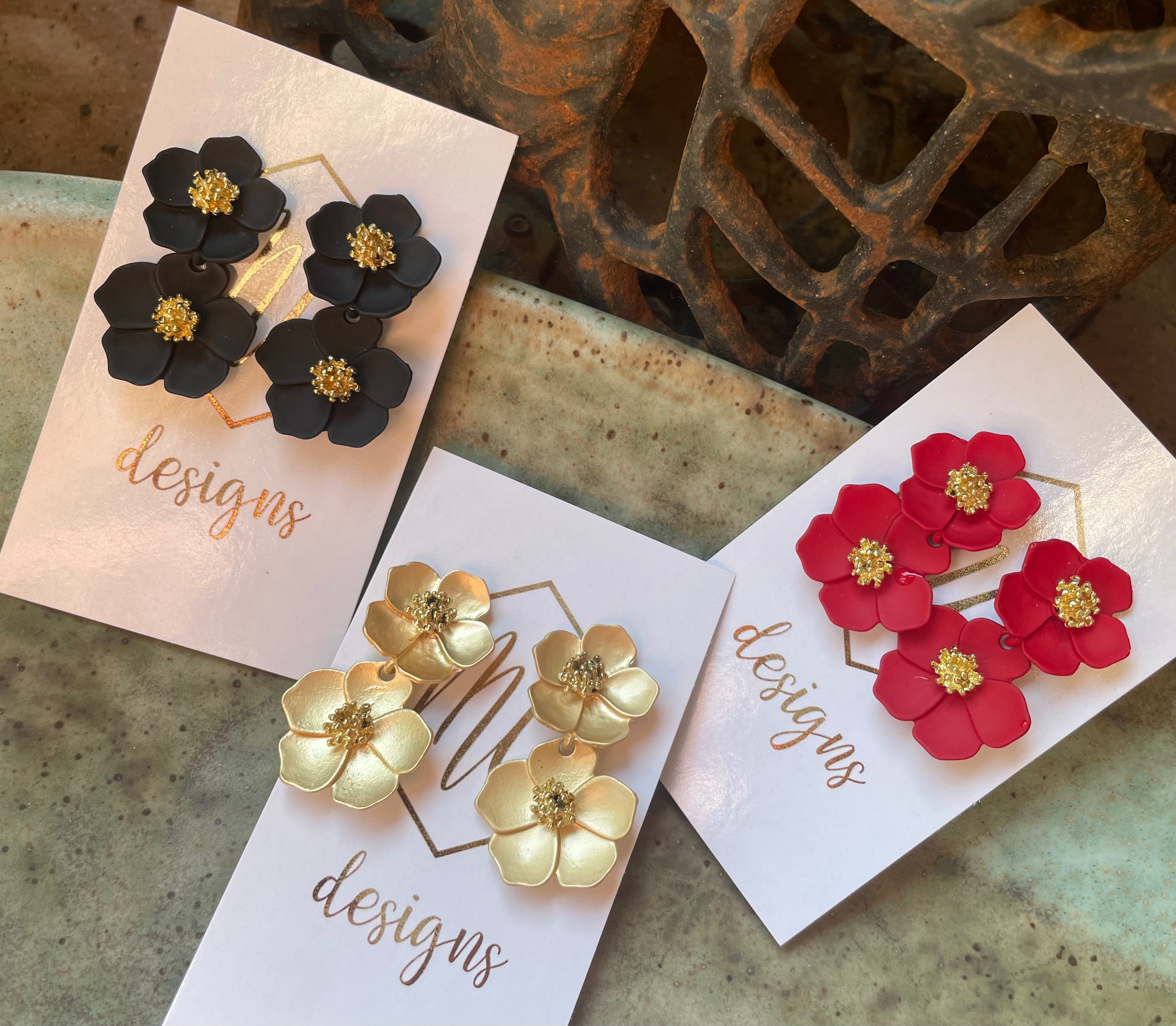 Small Double Flower Earrings