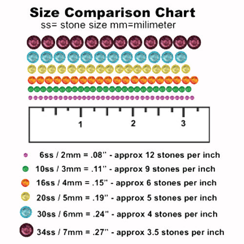 Hotfix Rhinestones Size Chart