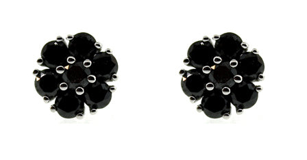 White Gold Black Diamond Stud Earrings