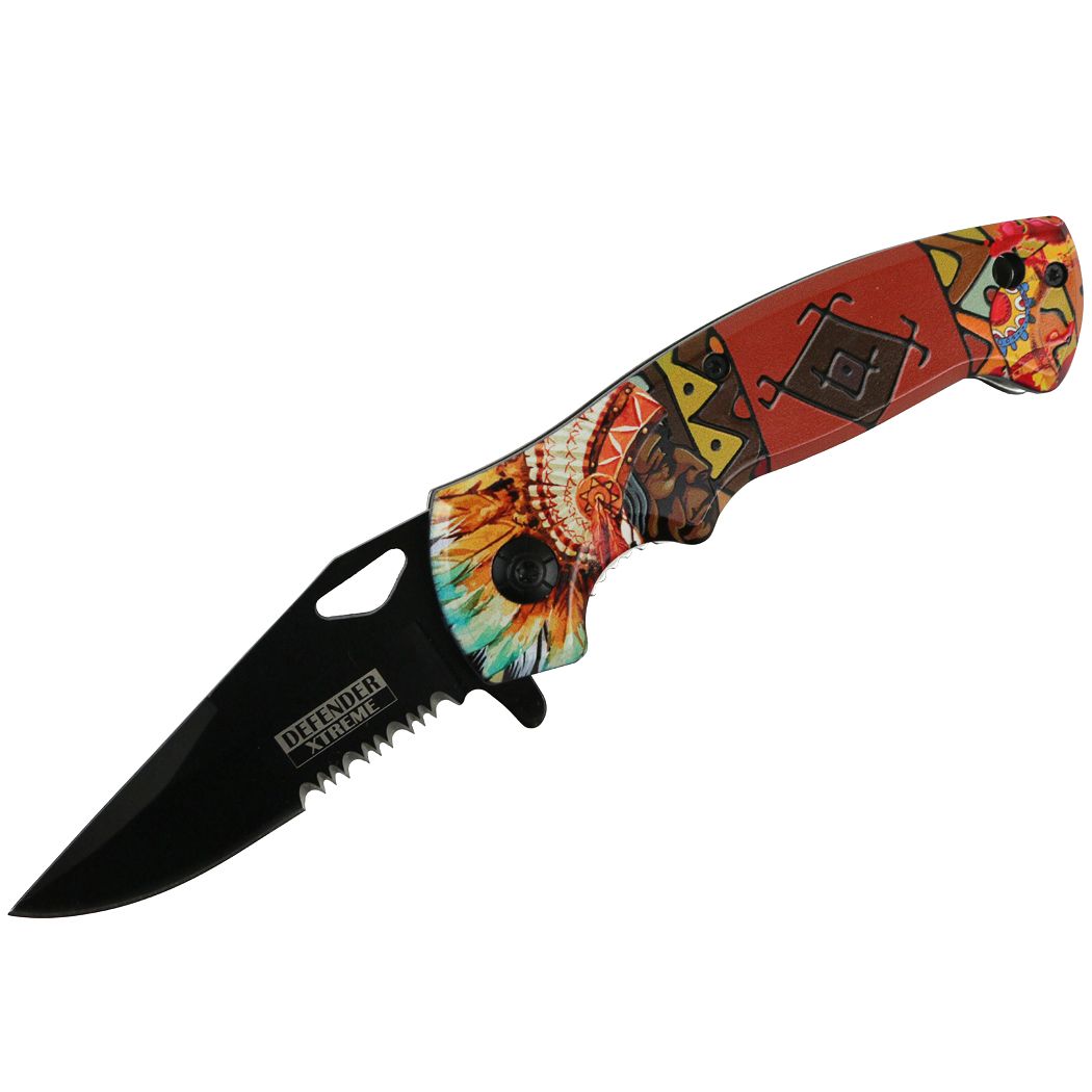 Colorful knife with designs on the handle 