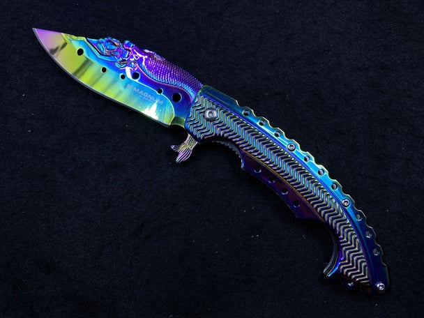 Multi Colored knife  with rainbow colors 