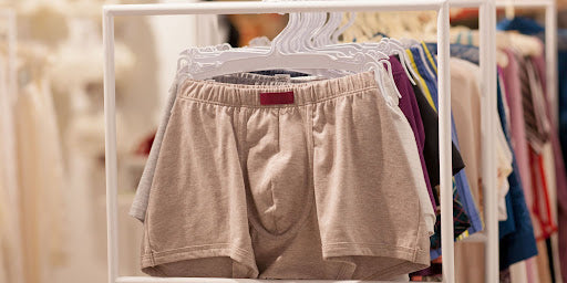 Cotton underwears in a variety of colors hanging in a shop