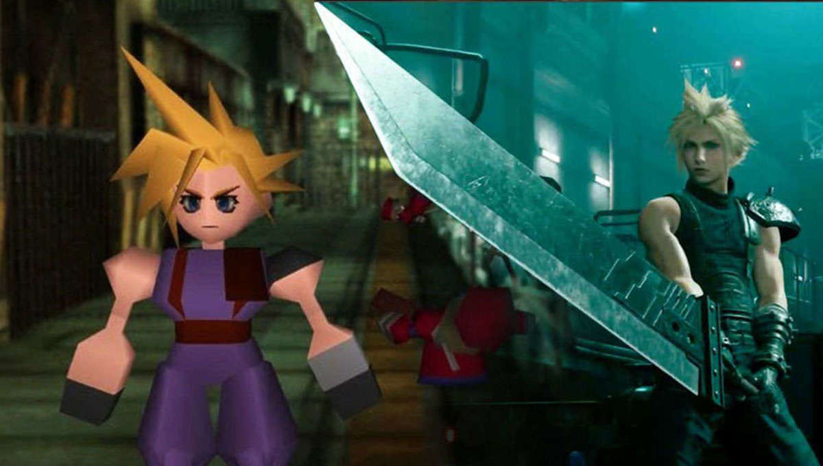 Two animated female characters standing side by side with a sword in between
