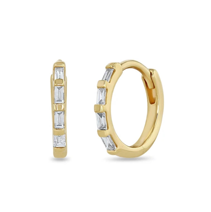 Diamond Baguette Huggie Hoops - Chemistry Jewelry