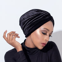 Load image into Gallery viewer, Black velvet turban