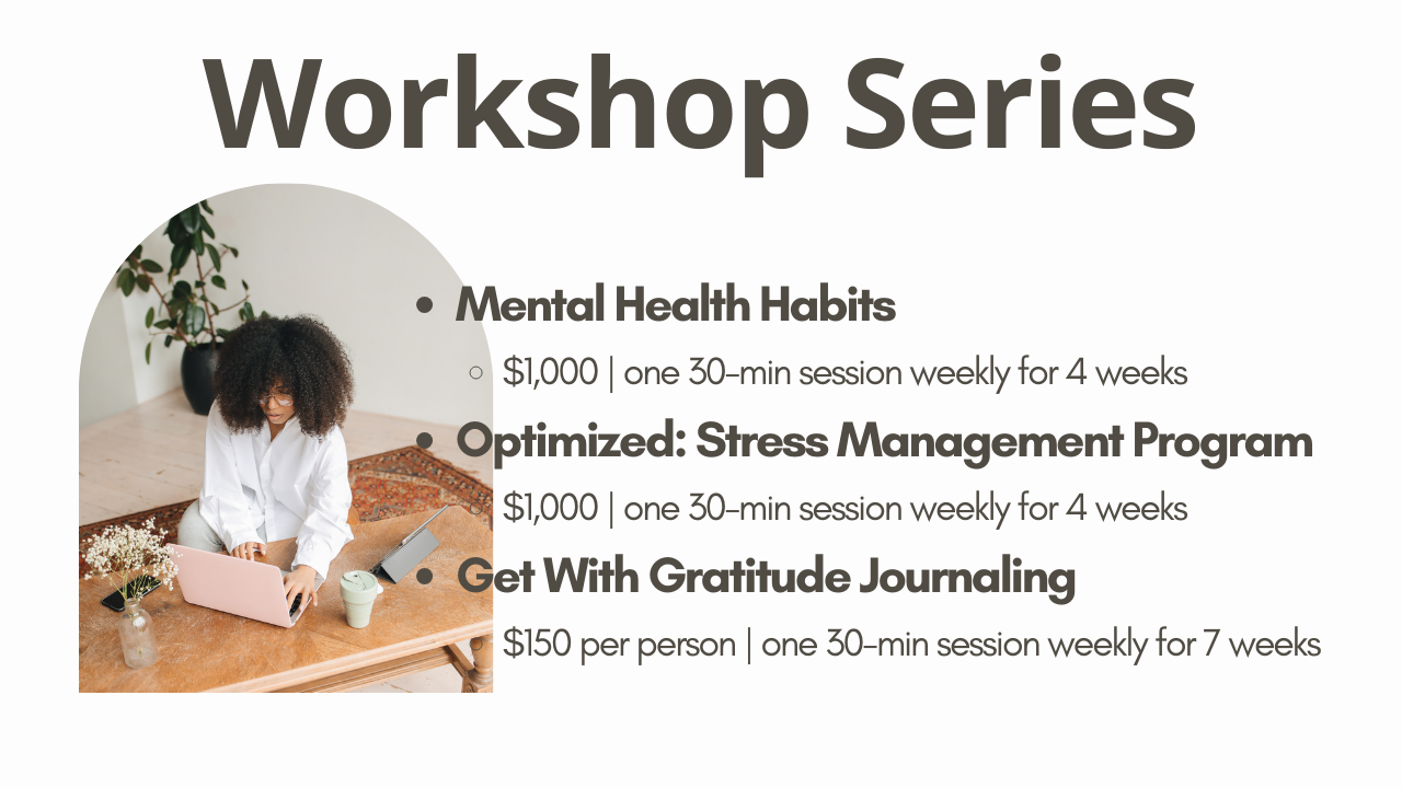 online workplace wellness workshops for stress management mental health resilience with gratitude journaling