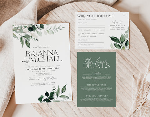 Botanical Greenery Wedding Invitation