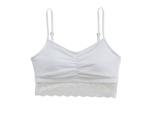 Black Astrid Jersey Mastectomy Bralette with White Lace