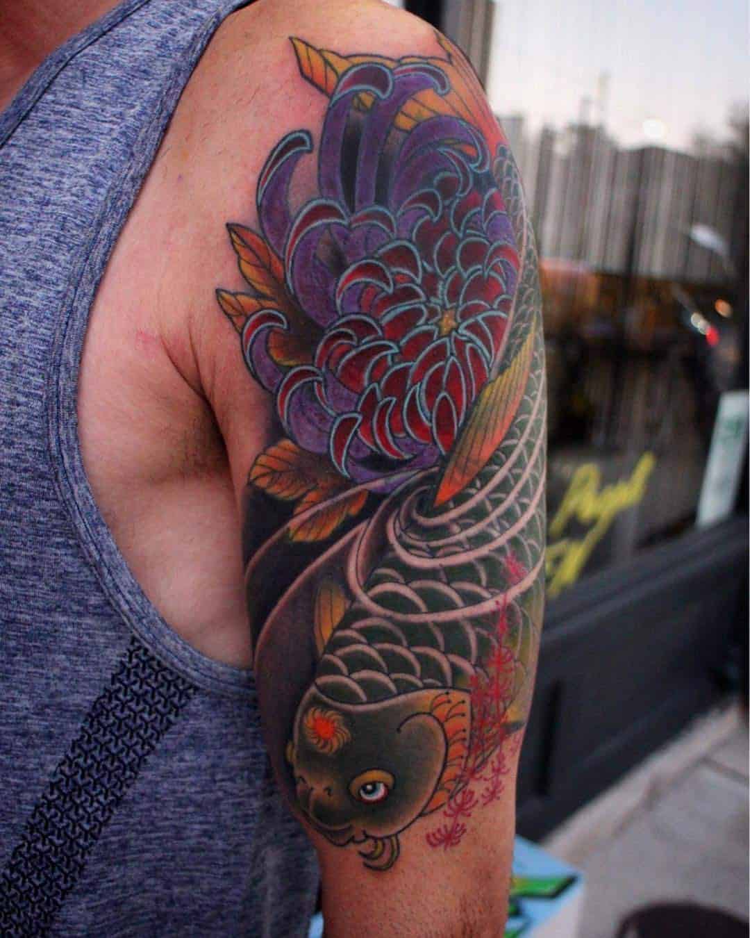 Japanese flower tattoo leg by jerrrroen on DeviantArt