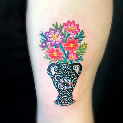 Floral Embroidery Tattoo