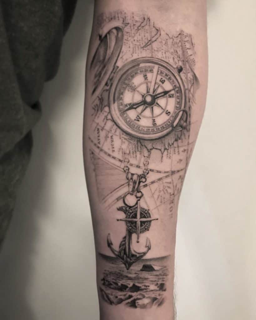 Black and Grey Anchor Tattoo by TK