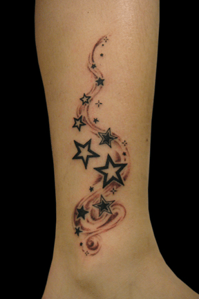 Attractive Star Tattoo On Ankle - Tattoos Designs