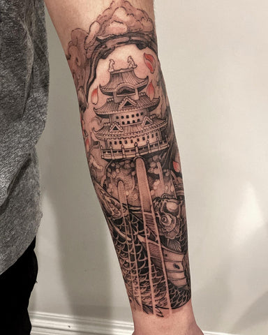 Neotraditional Japanese PagodTattoo Design – Tattoos Wizard Designs