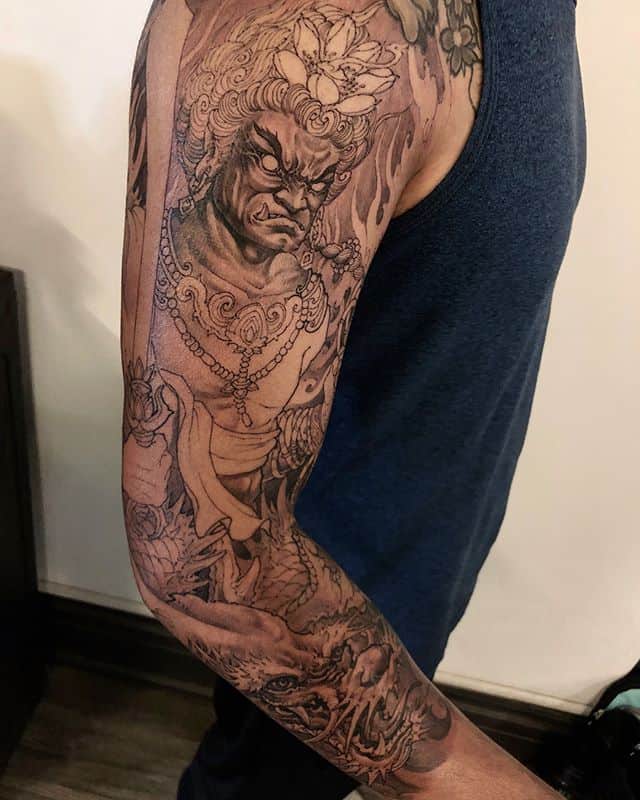 Tony Hu - Fudo-myoo tattoo in progress