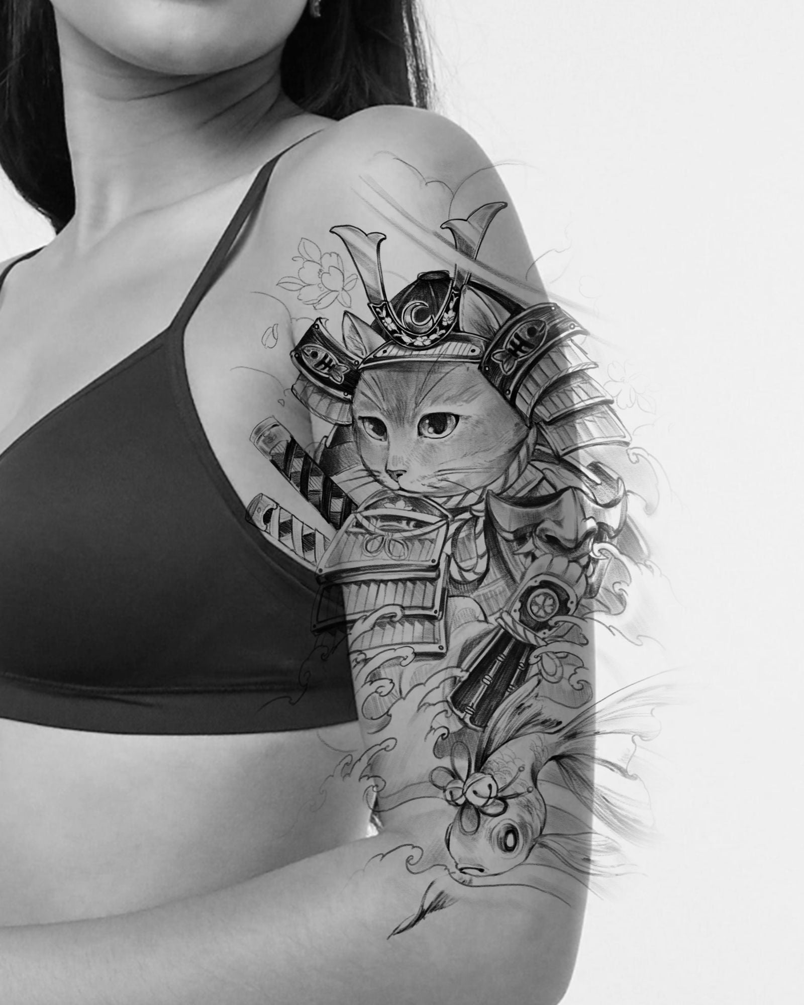 Japanese Samurai Cat Tattoo Kawaii Ninja Cat an art print by Andy Kah   INPRNT