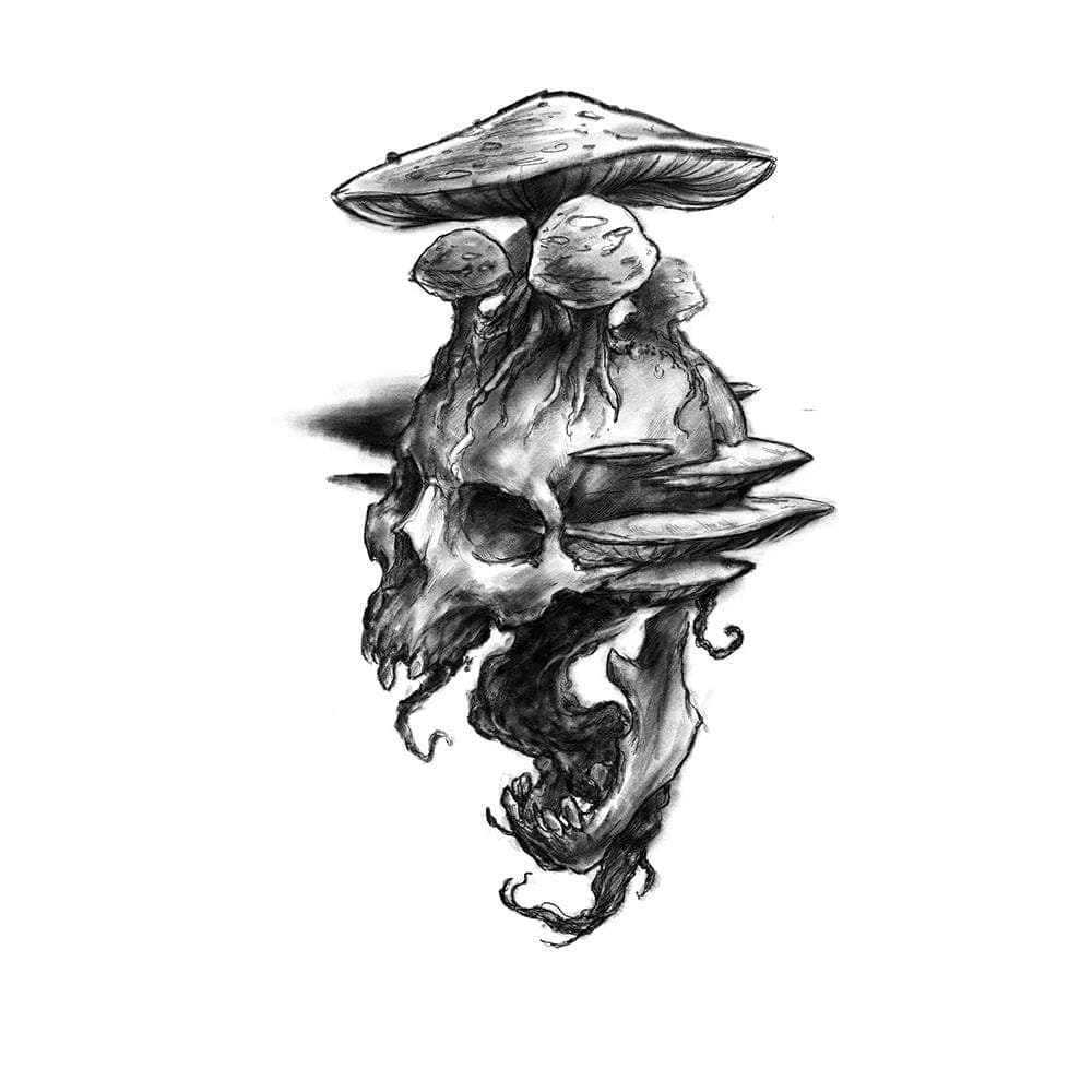 Skull Mushrooms tattoo by Todryk Tattoo  Photo 15283
