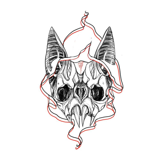 bat skull drawing