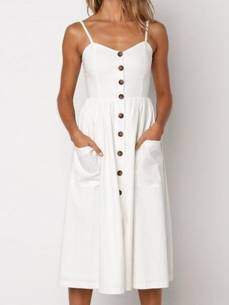 white button up midi dress