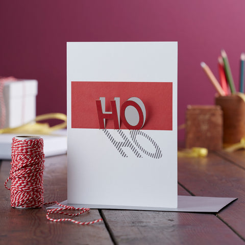 ho ho ho laser paper cut Christmas card