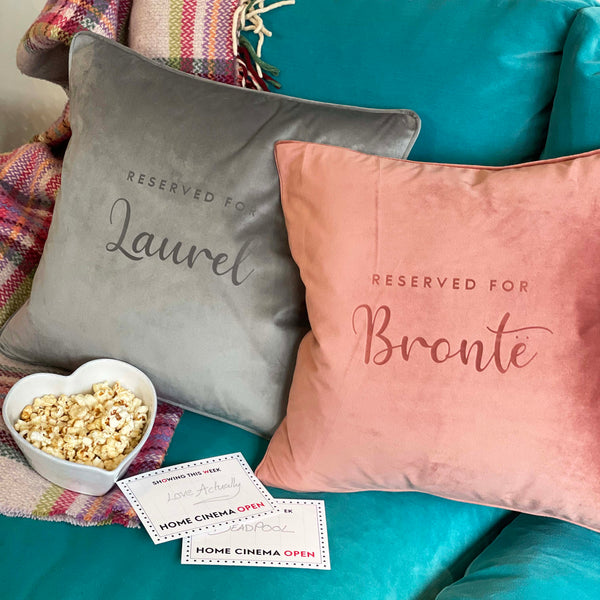 Personalised "Reserved For" Velvet Cushion gift