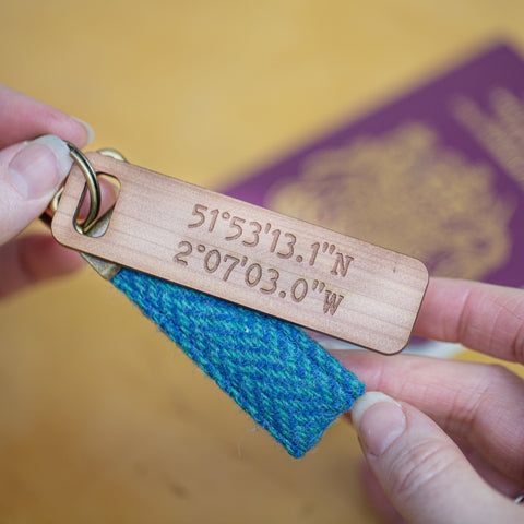 Keyring - Harris Tweed Personalised Coordinates Keyring-Keyring-Betsy Benn