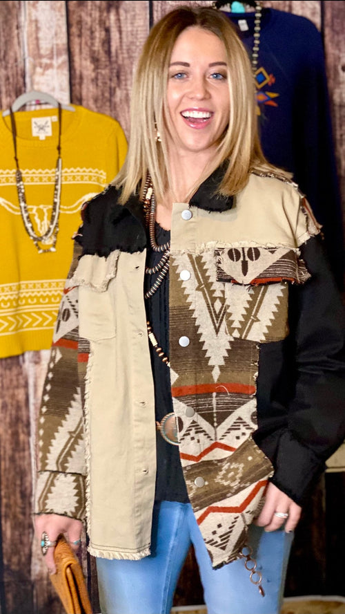 The Montana Aztec Fringe Shacket Jacket – Shop Envi Me