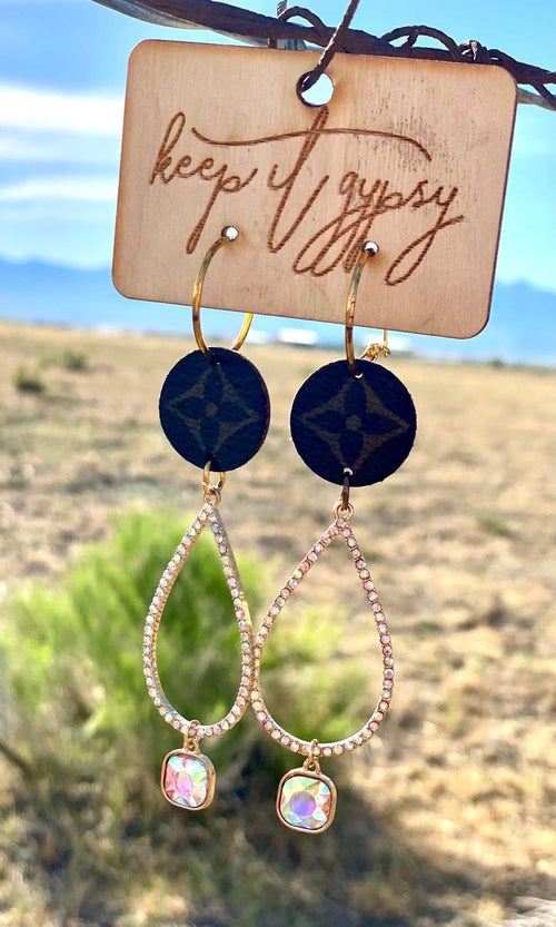 520061 Gold Genuine Leather Teardrop Earrings by Keep it Gypsy