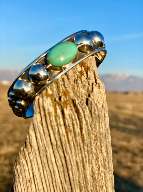 The Tucson Sterling Silver & Kingman Turquoise (Real) Southwest Cuff B –  Shop Envi Me