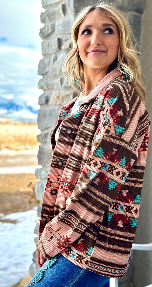 The Montana Aztec Fringe Shacket Jacket – Shop Envi Me