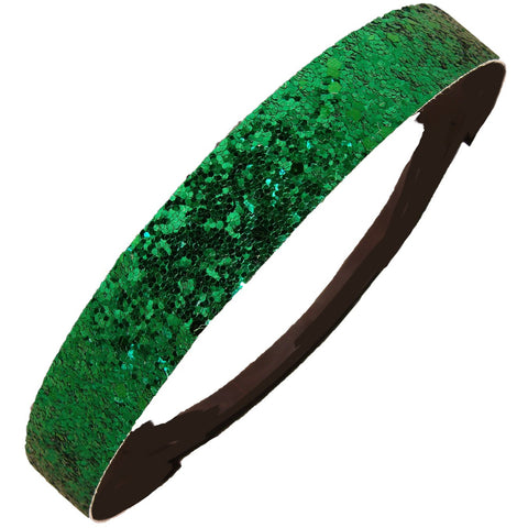 Emerald green glitter headband sparkly elastic head band