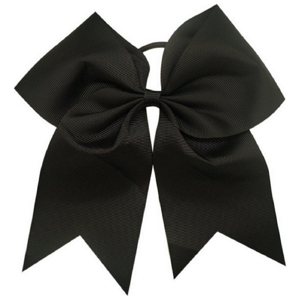 Black Cheer Bow for Girls Large Hair Bows with Ponytail Holder Ribbon