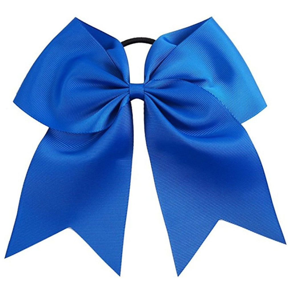 Blue Cheer Bow for Girls Large Hair Bows with Ponytail Holder Ribbon