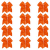 12 Orange Cheer Bows for Girls Large Hair Bows with Clip Holder Ribbon