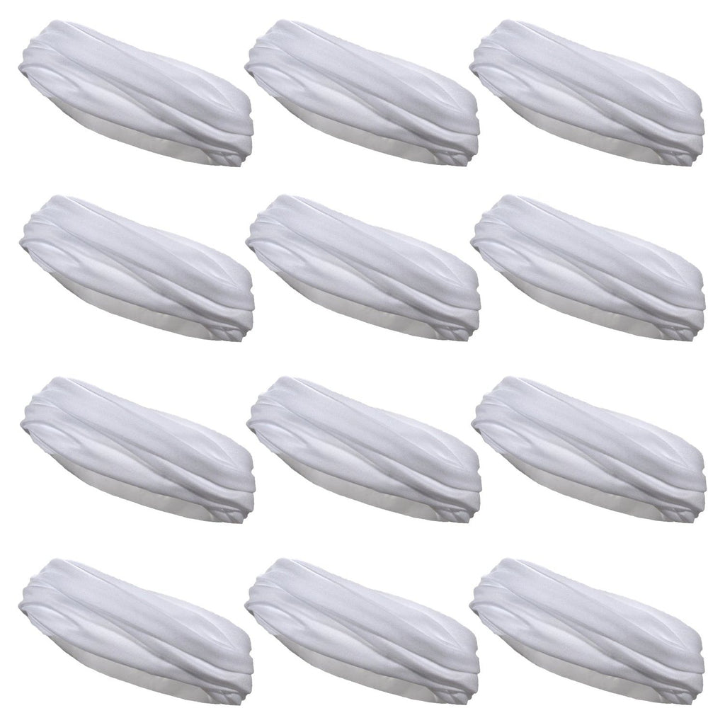 Multifunctional Headbands 12 Wide Yoga Running Workout White