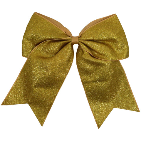 Gold Glitter Cheer Bow for Girls Large Hair Bows with Ponytail Holder Ribbon