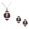 Football Set Post Earrings Necklace Rhinestone