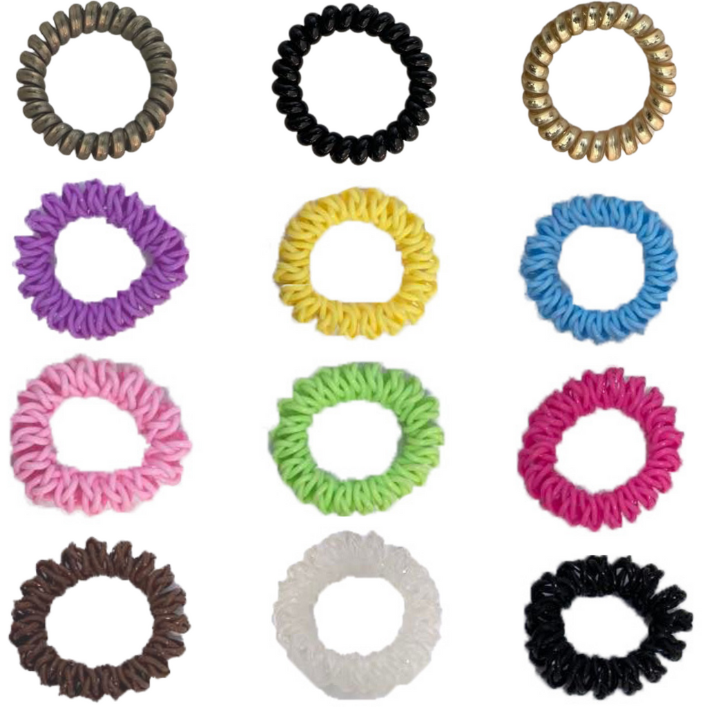 Hair Coils Spiral Coil Scrunchies Hair Ties Pack Plastic Scrunchie Wholesale Ponytail Accessories Scrunchy Elastic Bands for Girls and Women You Pick Colors and Quantities
