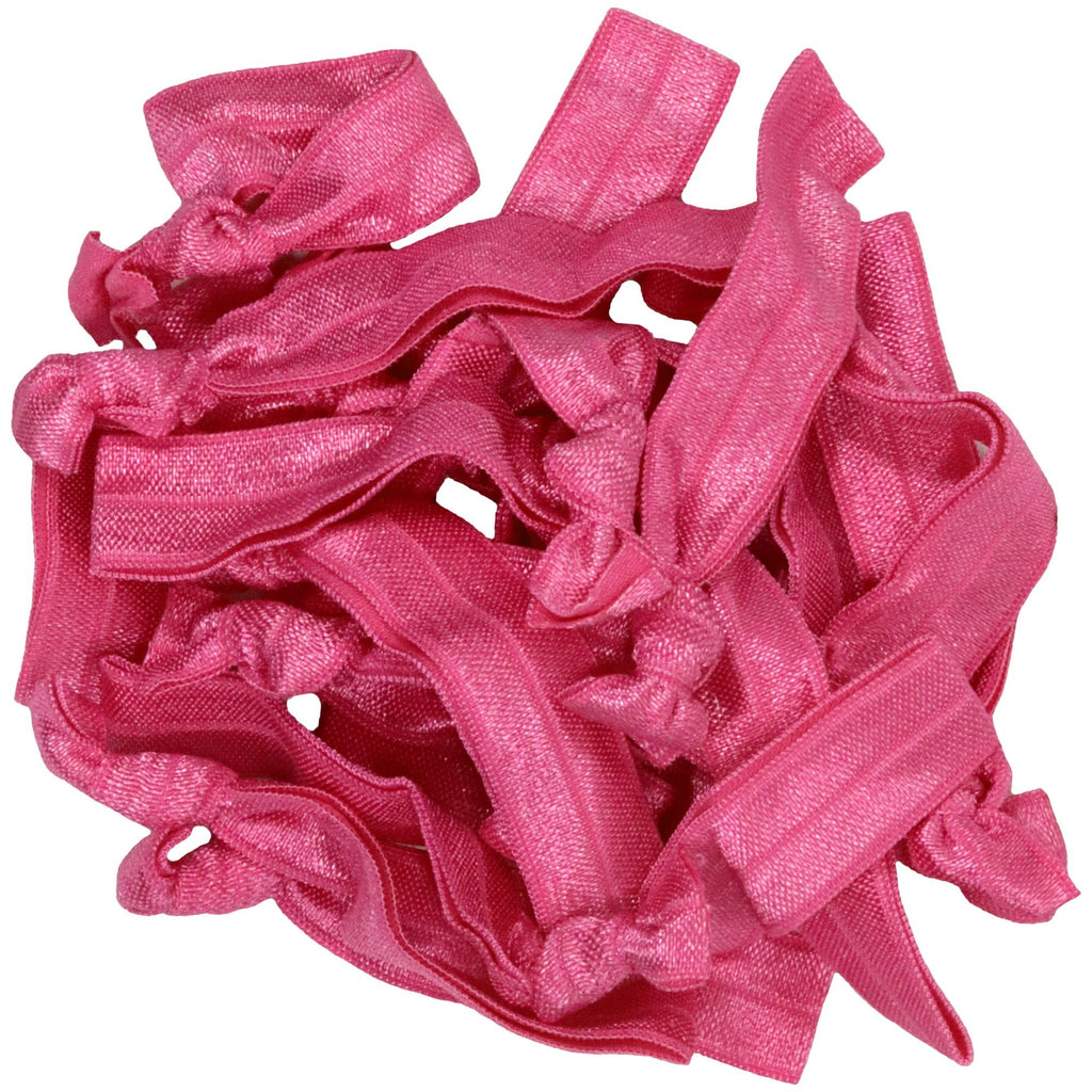 Hair Ties 20 Elastic Hot Pink Ponytail Holders Ribbon Knotted Bands