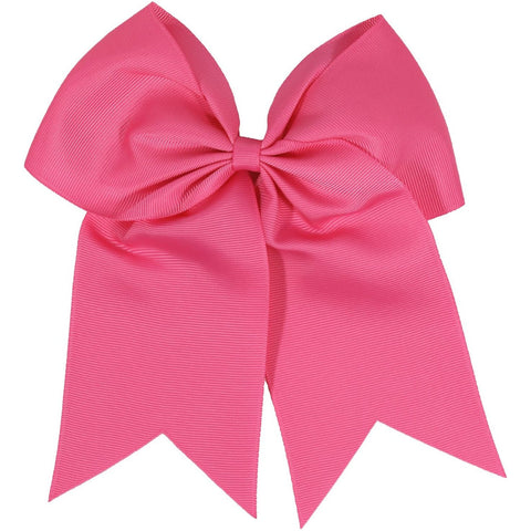 Medium Pink Cheer Bow for Girls Large Hair Bows with Ponytail Holder Ribbon