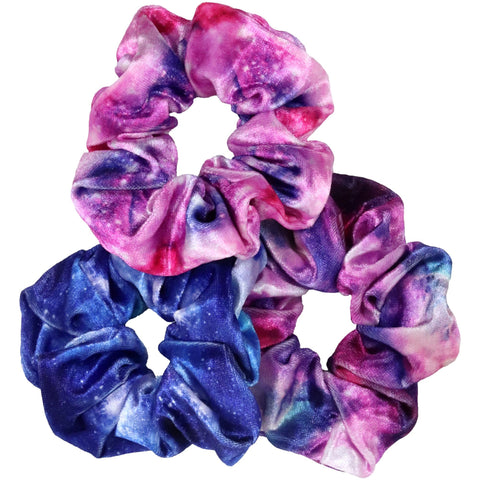 Tie Dye Velvet Scrunchies 3 Pack Ponytail Holder Hair Ties