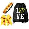 Softball Set Cinch Drawstring Bag Bow and Headband