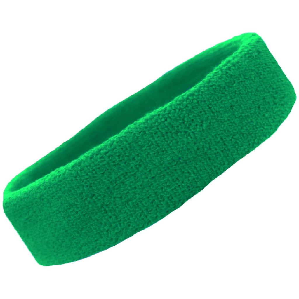 Sweatband Terry Cotton Sports Headband Sweat Absorbing Head Band Green