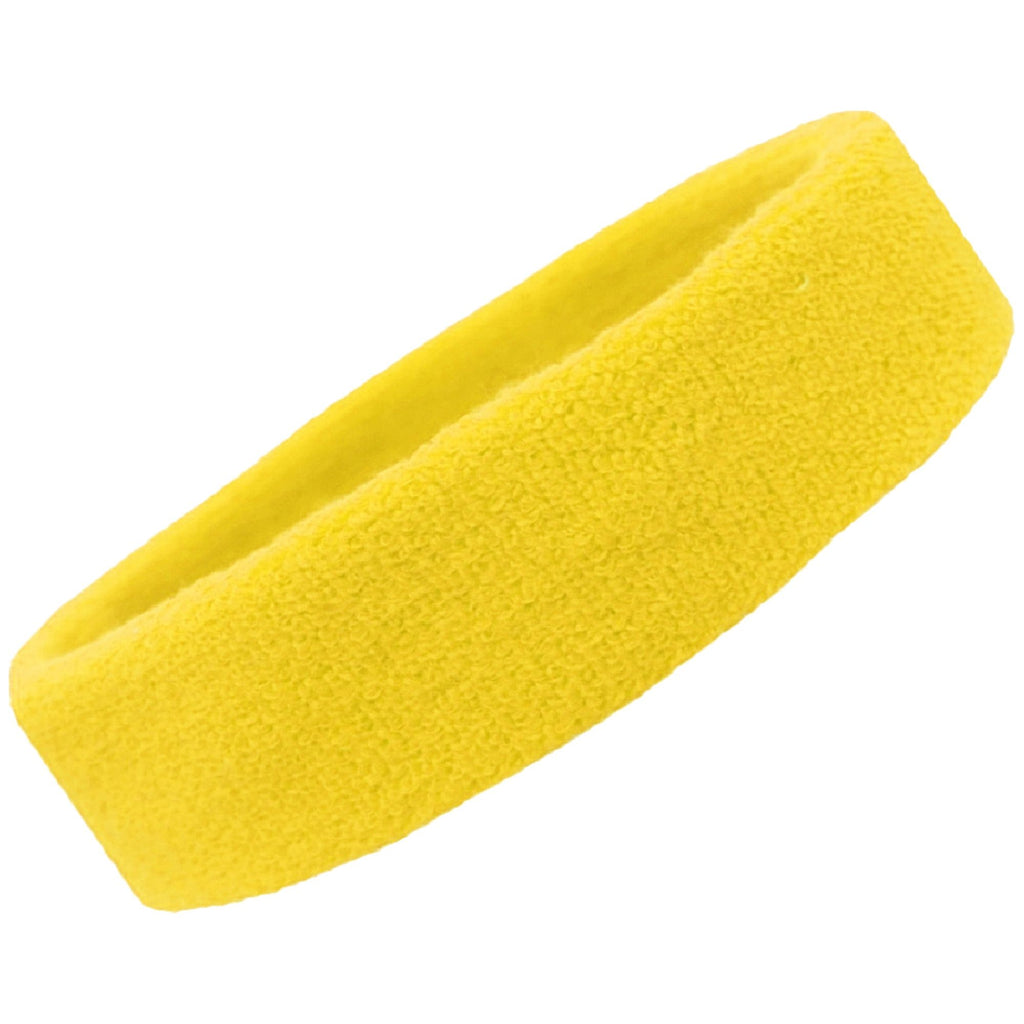 Sweatband Terry Cotton Sports Headband Sweat Absorbing Head Band Yellow