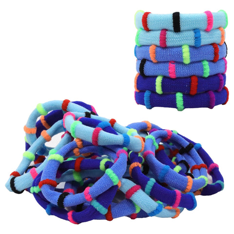 Hair Ties Seamless Terry Elastics 100 Pack Rainbow Blue