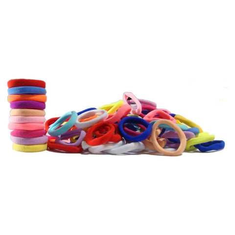 Hair Ties Terry Elastics 100 Pack Rainbow